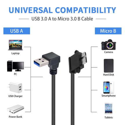 90 Degree USB 3.0 to Micro 3.0 Data Cable for Galaxy Note III / N9000, Length: 26cm-garmade.com