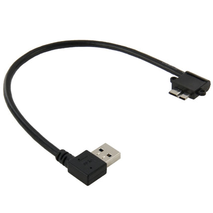 26cm 90 Degree Right Angle USB 3.0 to 90 Degree Right Angle Micro 3.0 Data Cable for Galaxy Note III / N9000-garmade.com
