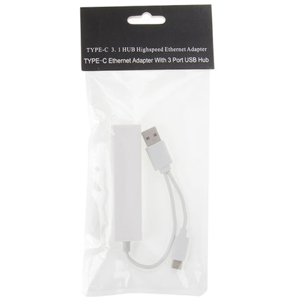 USB-C / Type-C 3.1 to 3 Ports USB HUB + Ethernert Adapter-garmade.com