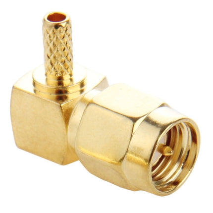 10 PCS Gold Plated Crimp SMA Male Plug 90 Degree Right Angle RF Connector Adapter for RG174 / RG316 / RG179 Cable-garmade.com