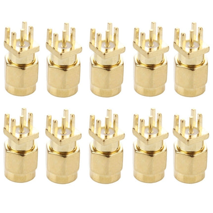 10 PCS Gold Plated SMA Male Jack Socket PCB Edge Mount Solder 0.62 inch RF Connector Adapter-garmade.com