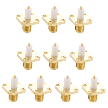 10 PCS Gold Plated SMA Female 4 Holes Chassis Panel Mount Extended Dielectric Solder Connector Adapter-garmade.com