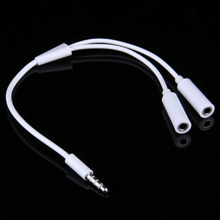3.5mm Male to 2 Female Plug Jack Stereo Audio Cable Length: 24cm(White)-garmade.com