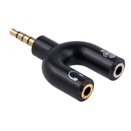 3.5mm Stereo Male to 3.5mm Headphone & Mic Female Splitter Adapter(Black)-garmade.com