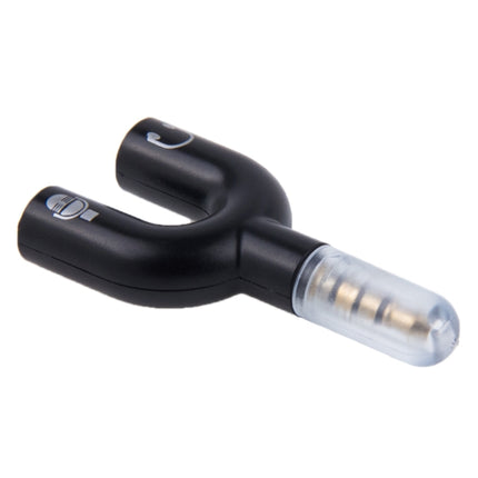 3.5mm Stereo Male to 3.5mm Headphone & Mic Female Splitter Adapter(Black)-garmade.com