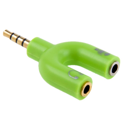 3.5mm Stereo Male to 3.5mm Headphone & Mic Female Splitter Adapter(Green)-garmade.com