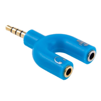 3.5mm Stereo Male to 3.5mm Headphone & Mic Female Splitter Adapter(Blue)-garmade.com