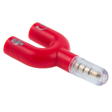 3.5mm Stereo Male to 3.5mm Headphone & Mic Female Splitter Adapter(Red)-garmade.com