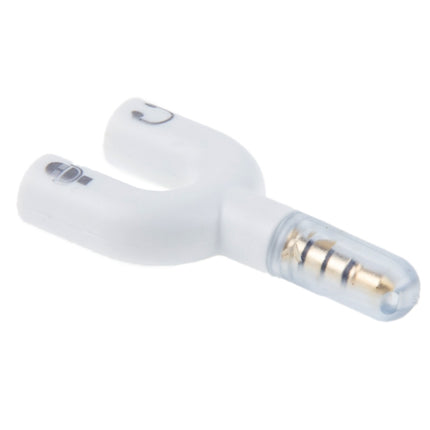 3.5mm Stereo Male to 3.5mm Headphone & Mic Female Splitter Adapter(White)-garmade.com
