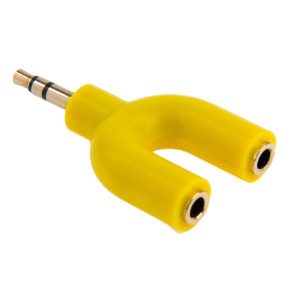 3.5mm Stereo Male to Dual 3.5mm Stereo Female Splitter Adapter(Yellow)-garmade.com