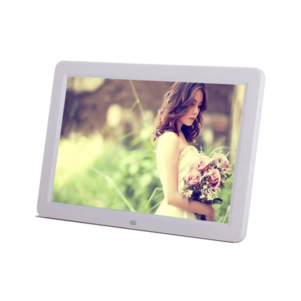 12.0 Inch LED Display Multi-media Digital Photo Frame with Holder / Music & Movie Player / Remote Control Function, Support USB / SD, Built in Stereo Speaker(White)-garmade.com