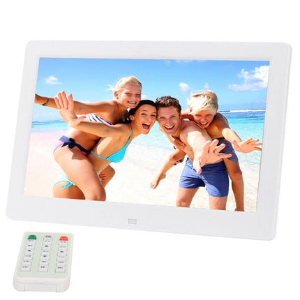 10.1 inch HD Wide Screen Digital Photo Frame with Holder & Remote Control, Allwinner E200, Alarm Clock / MP3 / MP4 / Movie Player(White)-garmade.com