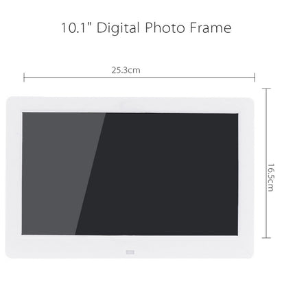 10.1 inch HD Wide Screen Digital Photo Frame with Holder & Remote Control, Allwinner E200, Alarm Clock / MP3 / MP4 / Movie Player(White)-garmade.com