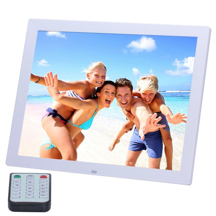 15 inch HD LED Screen Digital Photo Frame with Holder & Remote Control, Allwinner, Alarm Clock / MP3 / MP4 / Movie Player(White)-garmade.com