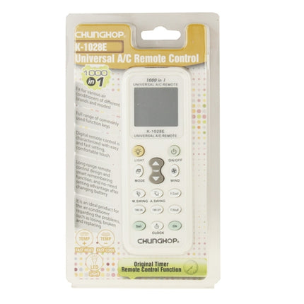 Chunghop K-1028E 1000 in 1 Universal A/C Remote Controller with Flashlight(White)-garmade.com