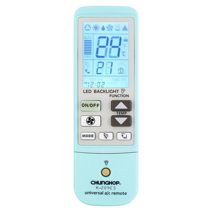 K-209ES Universal Air Conditioner Remote Control, Support Thermometer Function(Blue)-garmade.com