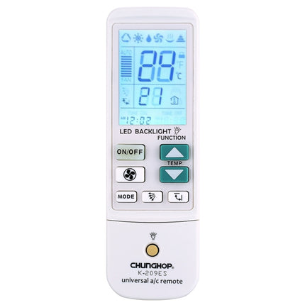 K-209ES Universal Air Conditioner Remote Control, Support Thermometer Function(White)-garmade.com