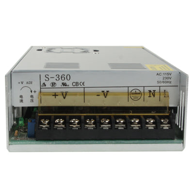 (S-360-12 DC 0-12V 30A) Regulated Switching Power Supply (Input: AC100~130V/200~240V), Dimension(LxWxH):215x115x50mm-garmade.com