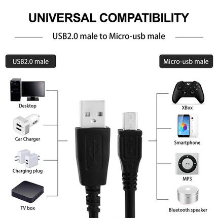 Micro USB to USB Data Sync Charger Cable , Length: 1m(Black)-garmade.com