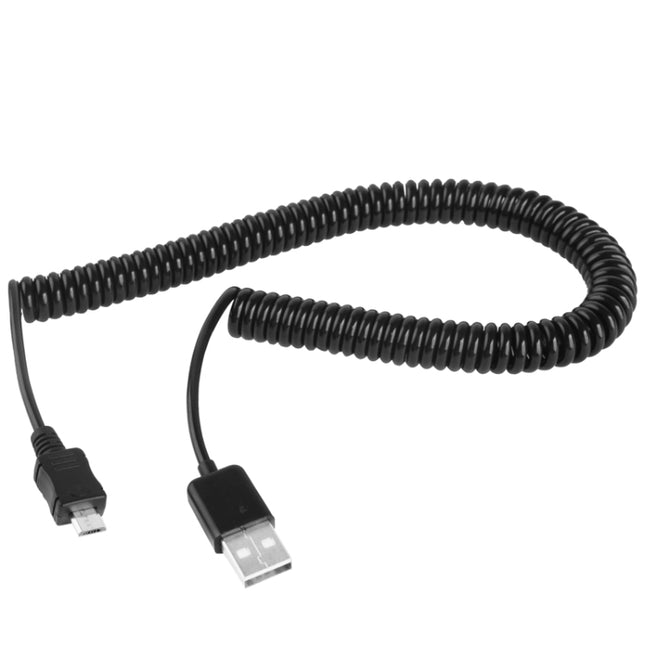 2m Micro USB Data Sync Charging Coiled Cable / Spring Cable(Black)-garmade.com