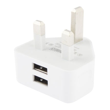 UK Plug 5V 2.1A Dual Port USB Charge Adapter(White)-garmade.com
