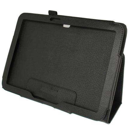 Litchi Texture Leather Case with Holder for Galaxy Tab 3 (10.1) / GT-P5200(Black)-garmade.com