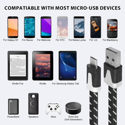 2m Woven Style Micro USB to USB Data / Charging Cable(Black)-garmade.com