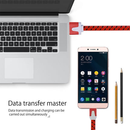 2m Woven Style Micro USB to USB Data / Charging Cable(Red)-garmade.com