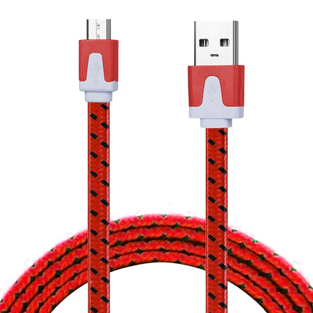 2m Woven Style Micro USB to USB Data / Charging Cable(Red)-garmade.com