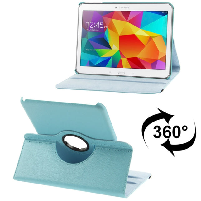 360 Degree Rotatable Litchi Texture Leather Case with 2-angle Viewing Holder for Samsung Galaxy Tab 4 10.1 / SM-T530 / T531 / T535(Blue)-garmade.com