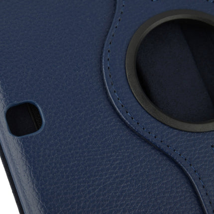 360 Degree Rotatable Litchi Texture Leather Case with 2-angle Viewing Holder for Samsung Galaxy Tab 4 10.1 / SM-T530 / T531 / T535(Dark Blue)-garmade.com