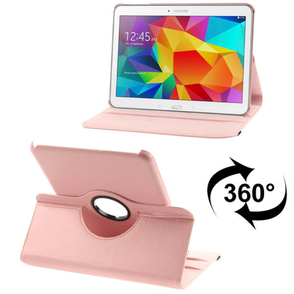 360 Degree Rotatable Litchi Texture Leather Case with 2-angle Viewing Holder for Samsung Galaxy Tab 4 10.1 / SM-T530 / T531 / T535(Pink)-garmade.com