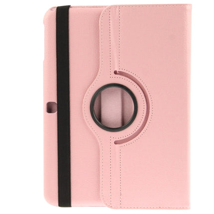 360 Degree Rotatable Litchi Texture Leather Case with 2-angle Viewing Holder for Samsung Galaxy Tab 4 10.1 / SM-T530 / T531 / T535(Pink)-garmade.com