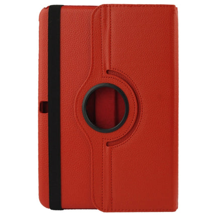 360 Degree Rotatable Litchi Texture Leather Case with 2-angle Viewing Holder for Samsung Galaxy Tab 4 10.1 / SM-T530 / T531 / T535(Red)-garmade.com