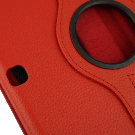 360 Degree Rotatable Litchi Texture Leather Case with 2-angle Viewing Holder for Samsung Galaxy Tab 4 10.1 / SM-T530 / T531 / T535(Red)-garmade.com