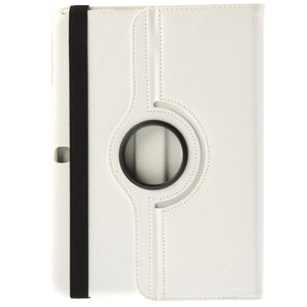 360 Degree Rotatable Litchi Texture Leather Case with 2-angle Viewing Holder for Samsung Galaxy Tab 4 10.1 / SM-T530 / T531 / T535(White)-garmade.com