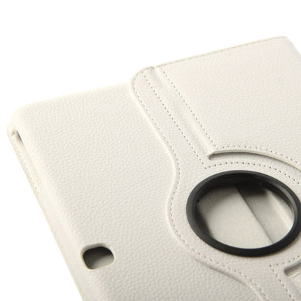 360 Degree Rotatable Litchi Texture Leather Case with 2-angle Viewing Holder for Samsung Galaxy Tab 4 10.1 / SM-T530 / T531 / T535(White)-garmade.com
