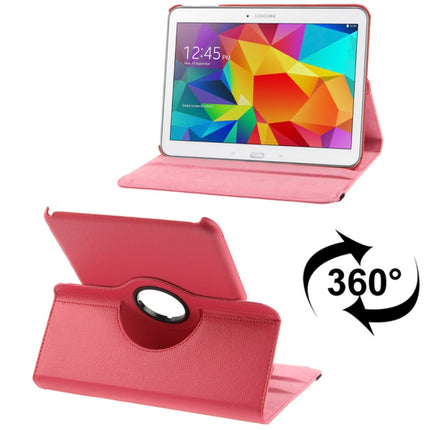 360 Degree Rotatable Litchi Texture Leather Case with 2-angle Viewing Holder for Samsung Galaxy Tab 4 10.1 / SM-T530 / T531 / T535(Magenta)-garmade.com