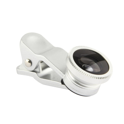 Universal 180 Degree Fisheye Lens + Macro + 0.67X Wide Lens with Clip, For Galaxy S5 / G900 / i9500 / i9300 / iPhone 5 & 5C & 5S(Silver)-garmade.com
