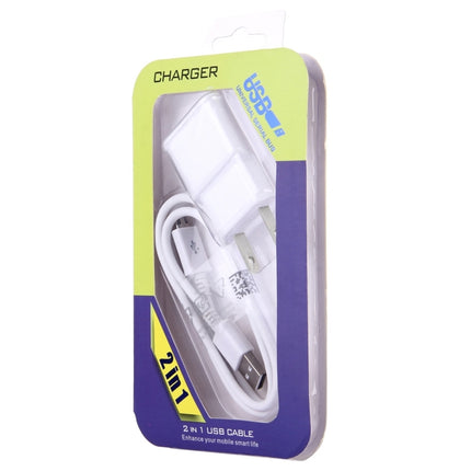 Micro 5 Pin USB Sync Cable + US Plug Travel Charger(White)-garmade.com