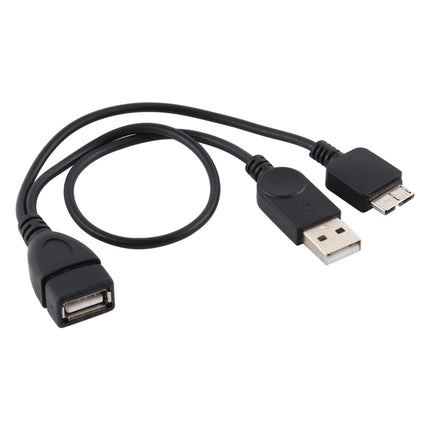USB 2.0 AF to Micro-B + USB 2.0 OTG Cable for Samsung Galaxy Note III / N9000, with Power, Length: 24cm (Black)-garmade.com