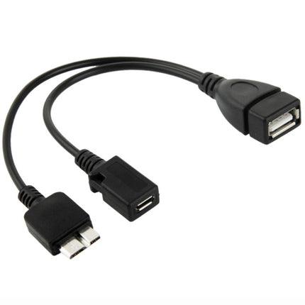 USB AF to Micro USB 3.0 + Micro USB 2.0 Cable for Galaxy Note III / N9000, Length: 20cm (Black)-garmade.com