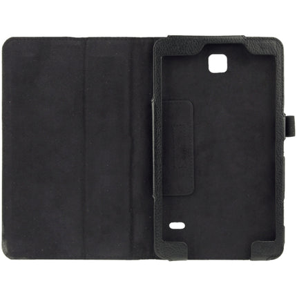 Litchi Texture Flip Leather Case with Holder for Galaxy Tab 4 7.0 / T230 / T231 / T235(Black)-garmade.com