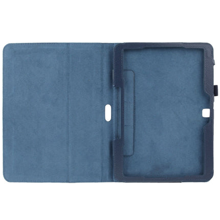 Litchi Texture Flip Leather Case with Holder for Galaxy Tab 4 10.1 / T530(Dark Blue)-garmade.com