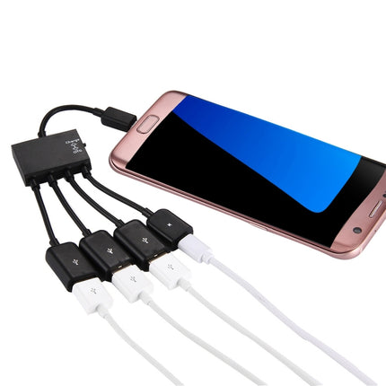 18cm 4 Ports Micro USB OTG Charge HUB Cable, For Samsung / Huawei / Xiaomi / Meizu / LG / HTC and Other Smartphones(Black)-garmade.com