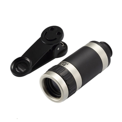 Universal 8x Zoom Telescope Telephoto Camera Lens with Smile Clip(Black)-garmade.com