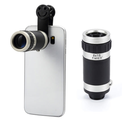 Universal 8x Zoom Telescope Telephoto Camera Lens with Smile Clip(Black)-garmade.com