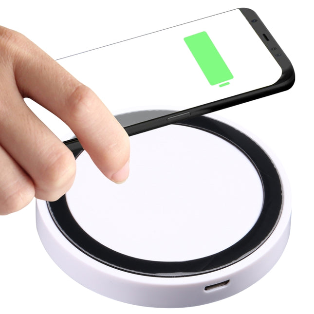 Universal QI Standard Round Wireless Charging Pad (White + Black)-garmade.com