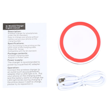 Universal QI Standard Round Wireless Charging Pad (White + Red)-garmade.com