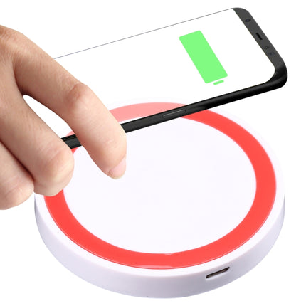 Universal QI Standard Round Wireless Charging Pad (White + Red)-garmade.com